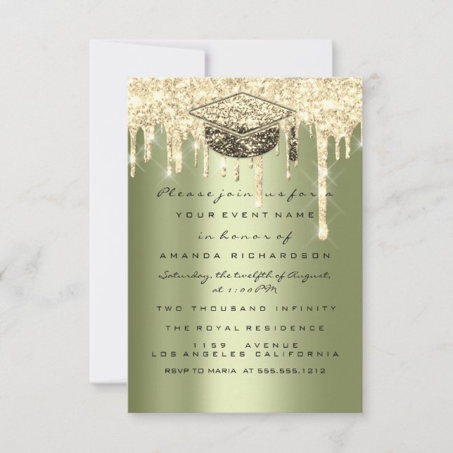 Convites Verde de vírgula do Formando de Drives de Efeito d (Frente)