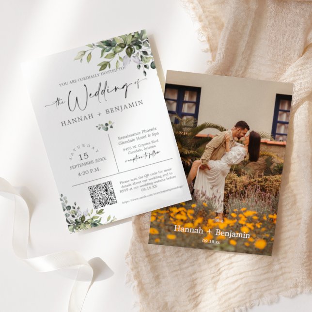 Convites Verde deixa foto de código QR mínimo moderno de ca (Criador carregado)