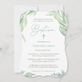 Convites Verde Deixa Menino Cerimônia De Batismo E Festa