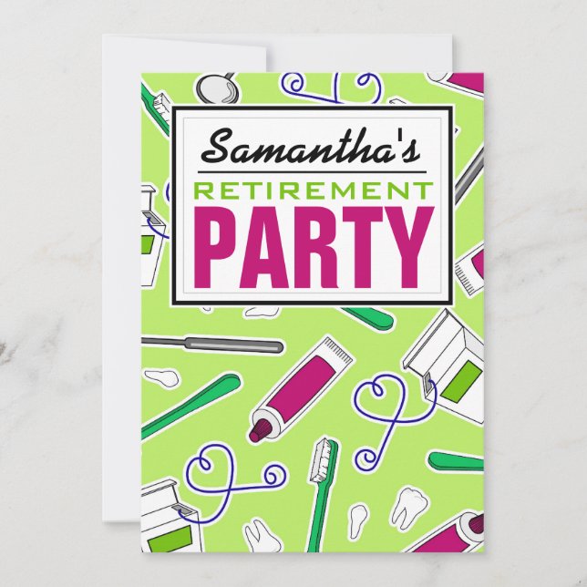 Convites Verde do partido de aposentadoria do higienista (Frente)