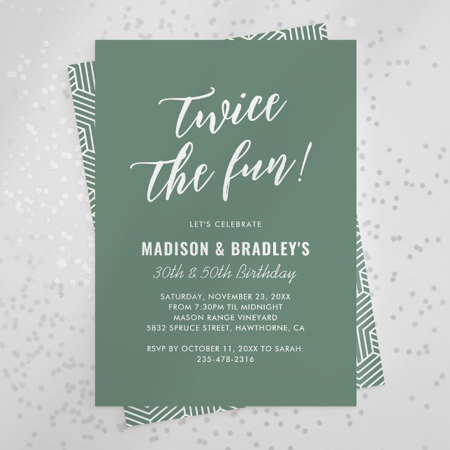 Convites Verde Duas Vezes A Festa de aniversário Comum Dive (Criador carregado)