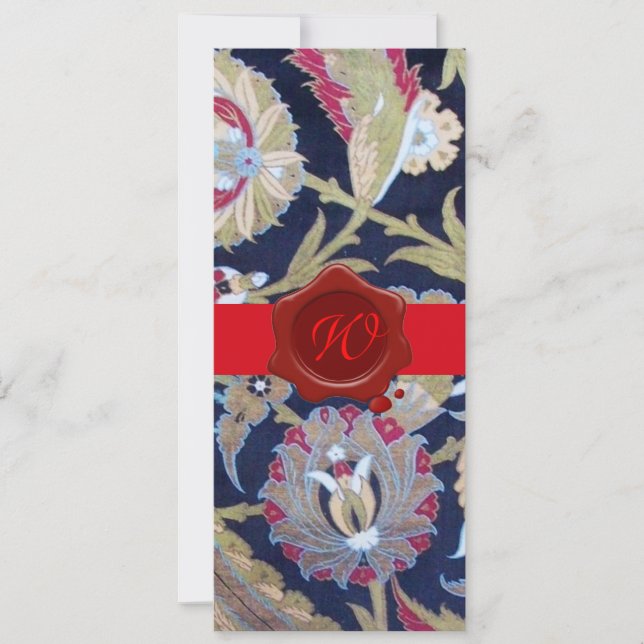 CONVITES VERDE E PRETO DAMASCO AZUL, MONOGRAMA DE SELLO DE  (Frente)