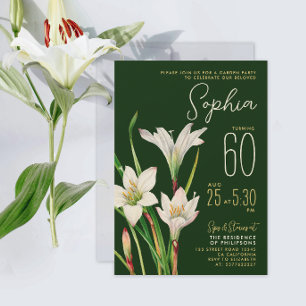 Convites Verde Elegante Lily 60ª Floral Botânica