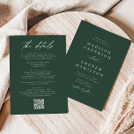 Convites Verde Elegante Tudo em Um Casamento de Código QR<br><div class="desc">Elegante, convites de casamento tudo em um com seus nomes e informações da cerimônia de casamento na frente, em letras brancas, com um fundo verde da floresta. Um roteiro de caligrafia moderno completa o olhar desse convite de casamento verde-chic. Personalize a parte traseira dos convites para casamento por caligrafia com...</div>