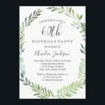 Convites Verde Elegante Wreath 60th Birthday<br><div class="desc">Convites de aniversário mais bonito na Loja Little Bayleigh!</div>