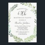 Convites Verde Elegante Wreath 60th Birthday<br><div class="desc">Convites de aniversário mais bonito na Loja Little Bayleigh!</div>