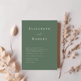 Convites Verde Escuro Salvia Minimalista Casamento com Letr