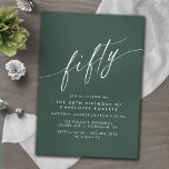 Convites Verde Esmeralda | Script Simples — 50.o aniversári<br><div class="desc">Convites formais de 50 anos com "cinquenta" texto em um roteiro de caligrafia. Fonte branca sobre fundo verde escuro.</div>