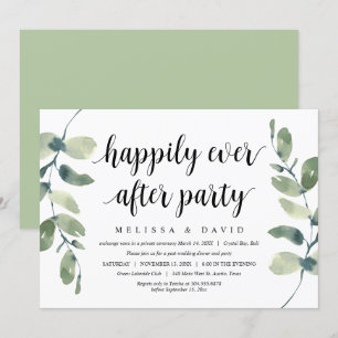 Convites Verde Eucalipto, Casamento Moderno Fuga