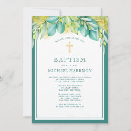 Convites Verde Eucalipto Oliva Sexo Batismo Neutro