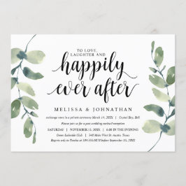 Convites Verde Eucalipto, Tinta Preta, Casamento Fugitivo