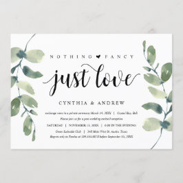 Convites Verde Eucalipto, Tinta Preta, Casamento Fugitivo