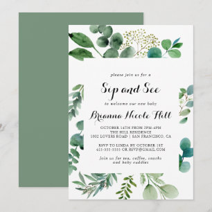 Convites Verde Eucalyptus Calliografia Sip e Veja