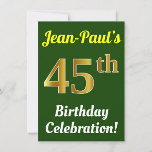 Convites Verde, Faux Celebração de 45º aniversário Dour