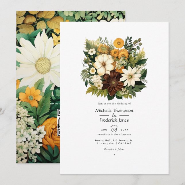 Convites Verde Floresta, Marrom Chocolate, Casamento Marrom (Frente/Verso)