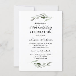 Convites Verde Folha Mens ou Mulheres 60ª Festa de aniversá
