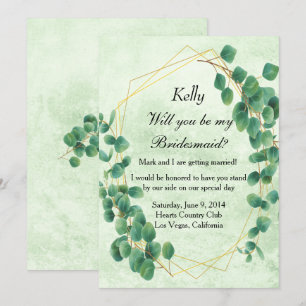 Convites Verde Geométrico Eucalyptus Deixa Bridesmaid