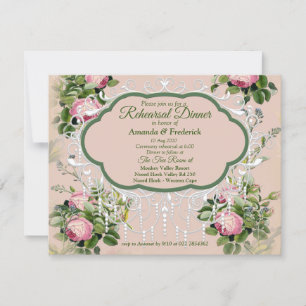 Convites Verde-Jardim - janto de Ensaios de Rosas Rosa Suav