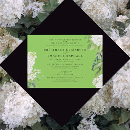 Convites Verde limão Branco Hydrangea Casamento de Ambos os