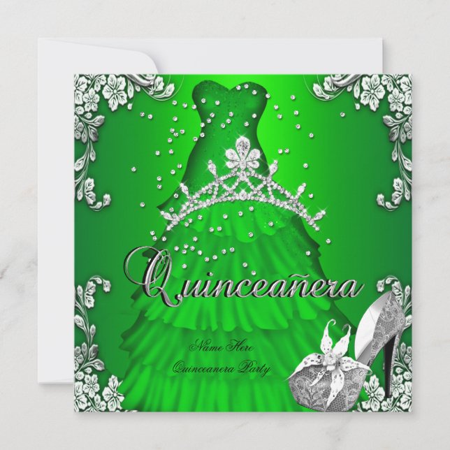Convites Verde limão de aniversário da Quinceanera 15 (Frente)