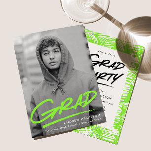 Convites Verde Limão  Festa de formatura de Fotos Tracejad