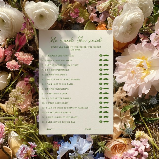 Convites Verde manuscrito Ele disse que ela disse "Cartão" (Criador carregado)