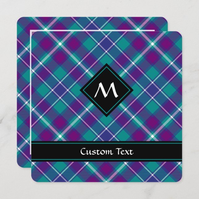 Convites Verde marinho, Roxo e Tartan Azul (Frente/Verso)