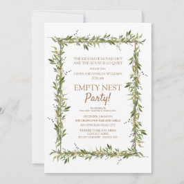 Convites Verde Moderno Deixa Dourado Festa de Ninho Vazio