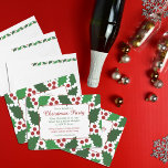 Convites Verde Moderno e Red Jolly Holly Natal<br><div class="desc">Folhas de Bold Holly e amoras vermelhas neste convite festivo do Feriado! Um quadro vermelho fino destaca o texto! As folhas sagradas baseiam-se numa design desenhada à mão. Uma escolha de estilos de borda! (a etiqueta da Holly é disponível na minha loja)</div>
