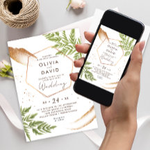 Verde Moderno Elegante e Casamento Dourado