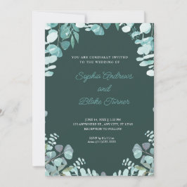 Convites Verde moderno sofisticado Enquadrou Casamento Verd