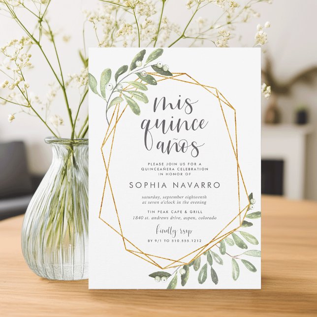 Convites Verde natural | Quinceanera aquática (Criador carregado)