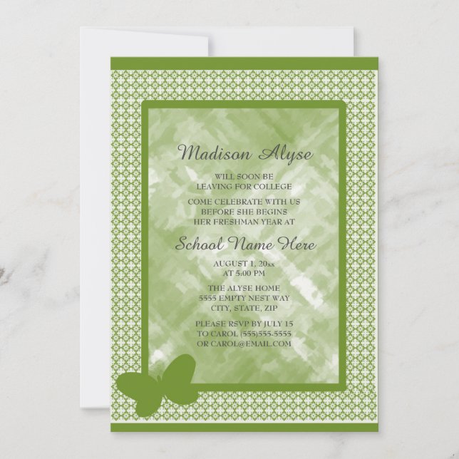 Convites Verde-oliva com Festa de Tronco da Faculdade de Bo (Frente)