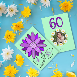 Convites Verde pálido 60.º Aniversário Girassol Roxo Simple