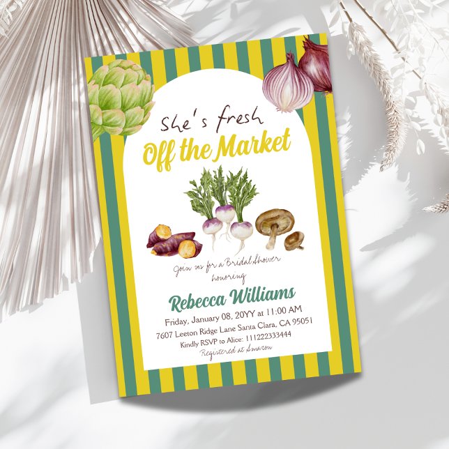 Convites Verde retroativo fresco do Chá de panela de mercad (Criador carregado)