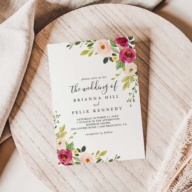 Convites Verde Rosa Blush Floral O Casamento De (Criador carregado)