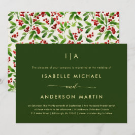 Convites Verde Rustic Christmas Wedding