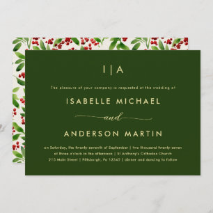 Convites Verde Rustic Christmas Wedding