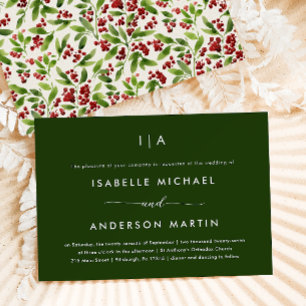 Convites Verde Rustic Christmas Wedding