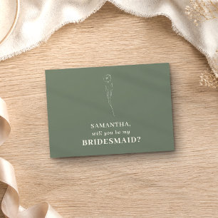 Convites Verde sálvia Flor Simples Você Será Minha Dama de