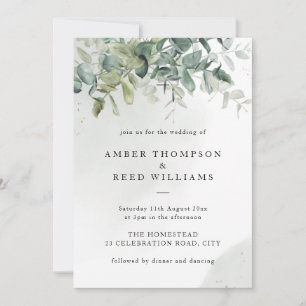 Convites Verde simples e verde Dourado deixa casamento