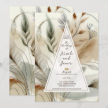 Verde Sutil Botânico Moderno Casamento Boho