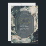Convites Verde Teal Aquarela Celestial Dourada 16<br><div class="desc">Personalizar para o seu evento.</div>
