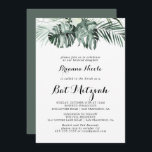 Convites Verde Tropical Branca Bat Mitzvah<br><div class="desc">Este convite de morcego floral branco tropical mitzvah é perfeito para um morcego rústico mitzvah. A design apresenta palmeiras verdes folhas buquês com flores brancas adoráveis.</div>