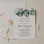 Convites Verde Tropical Branca Bat Mitzvah<br><div class="desc">Este convite de morcego floral branco tropical mitzvah é perfeito para um morcego rústico mitzvah. A design apresenta palmeiras verdes folhas buquês com flores brancas adoráveis.</div>
