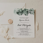 Convites Verde Tropical Branca Bat Mitzvah<br><div class="desc">Este convite de morcego floral branco tropical mitzvah é perfeito para um morcego rústico mitzvah. A design apresenta palmeiras verdes folhas buquês com flores brancas adoráveis.</div>