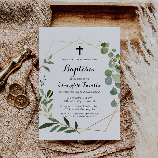 Convites Verde tropical deixa batismo cruzado (Criador carregado)