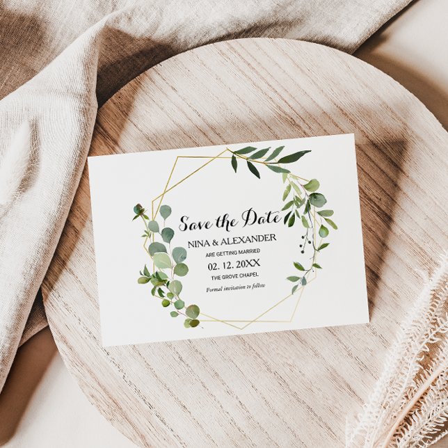 Convites Verde tropical deixa casamento salvar a data (Criador carregado)