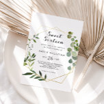 Convites Verde tropical deixa dezesseis Festas de aniversár<br><div class="desc">Este verde tropical deixa um doce convite de aniversário de dezesseis anos é perfeito para uma família simples e amigos se juntam para celebrar o 16º aniversário. A design apresenta lindas folhas verdes pintadas à mão,  enfeitando um quadro geométrico dourado.</div>