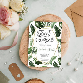 Convites Verde tropical Doce Dezesseis Aniversário